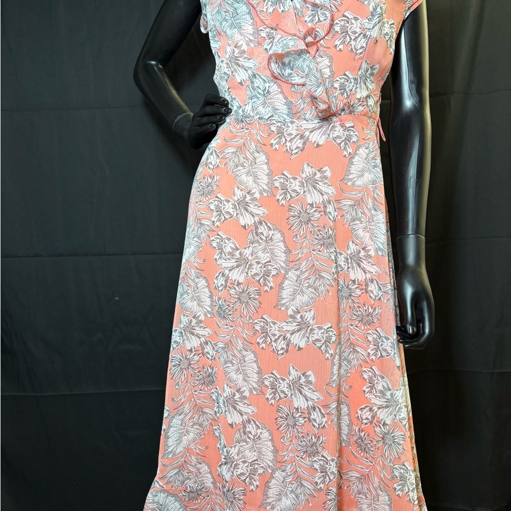 MSK Coral and White Floral Maxi Dress